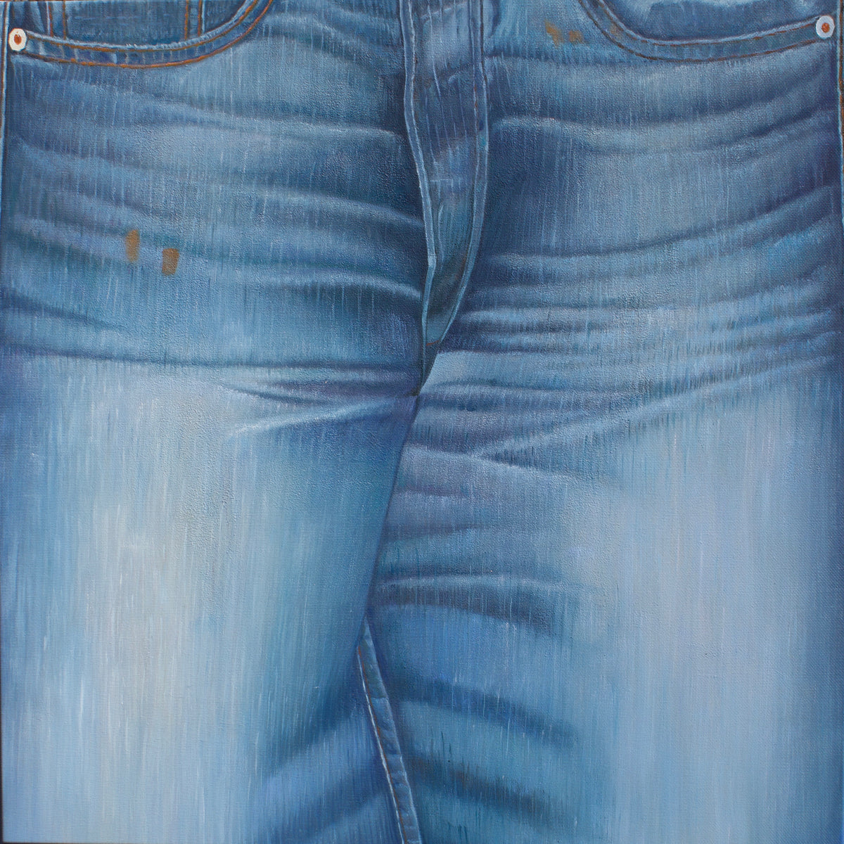 SELVEDGE (GM-007-26) by GODS MGMT — original oil on canvas painting, 36 x 36 in