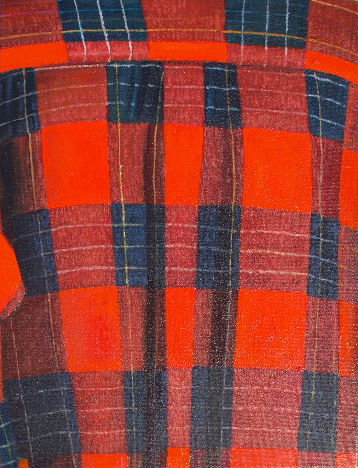 RED PLAID (GM-005-26) by GODS MGMT — original oil on canvas painting, 24 x 18.58 in