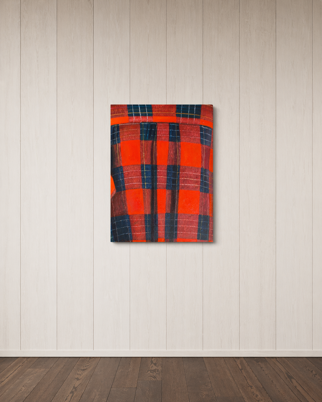 RED PLAID (GM-005-26) by GODS MGMT shown in an interior — digital visualization