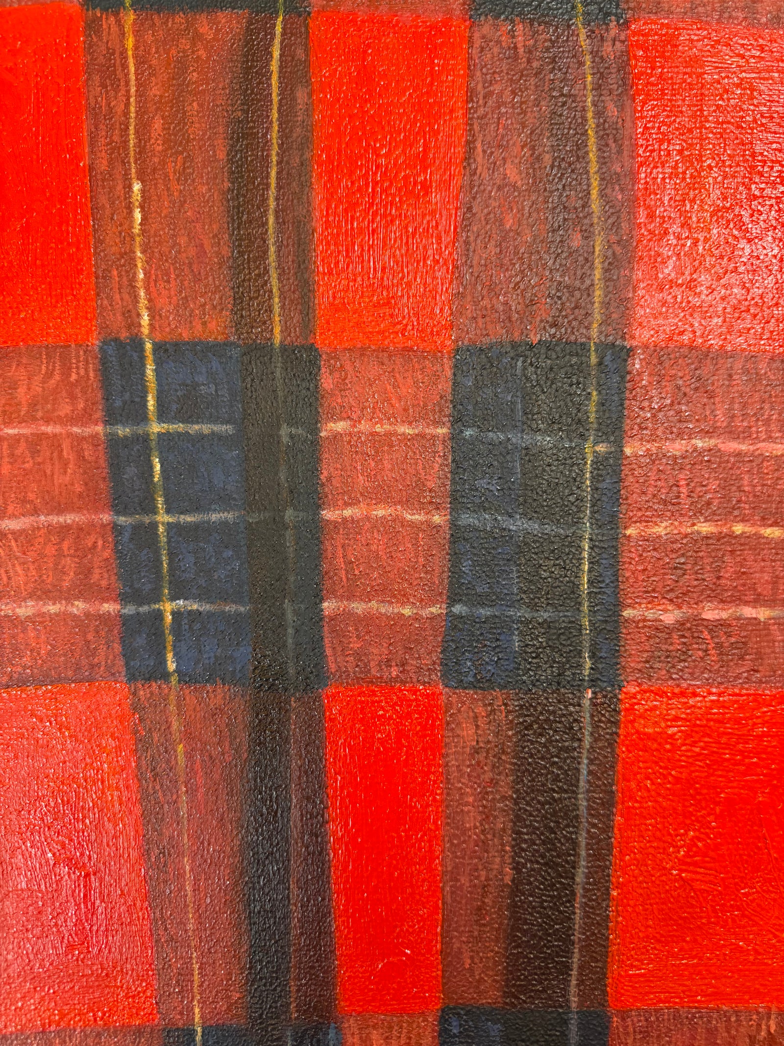 RED PLAID (GM-005-26) by GODS MGMT — original oil on canvas painting, second view