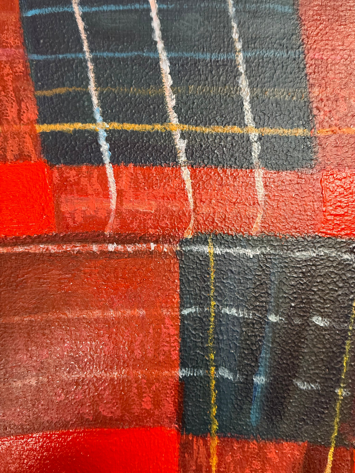 Detail of painted plaid, oil on canvas